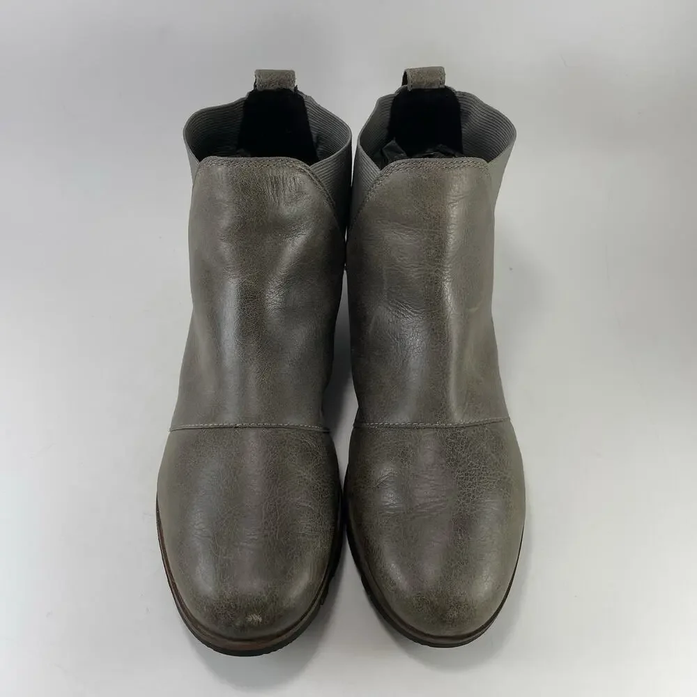 Sorel Joan of Arctic Wedge II Chelsea Boots Womens Size 9 Grey Leather NL3334